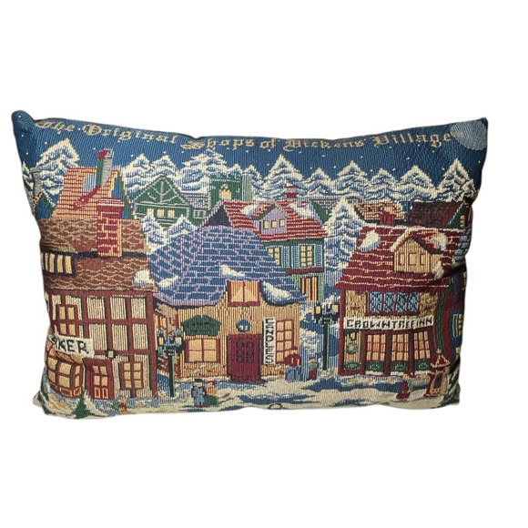 Department 56 Goodwin Weavers Dickens Snow Village Shops Tapestry Pillow - Picture 1 of 10